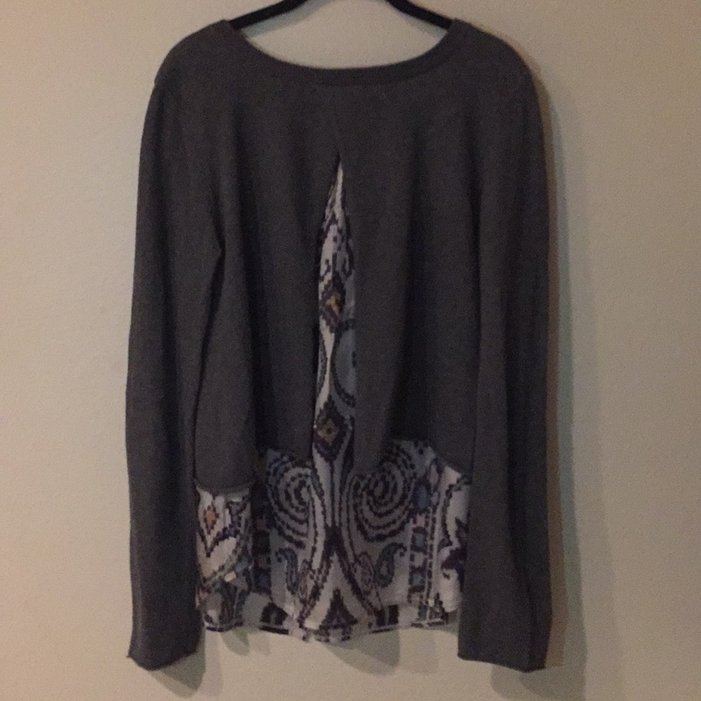 Sweater with silk blouse attached